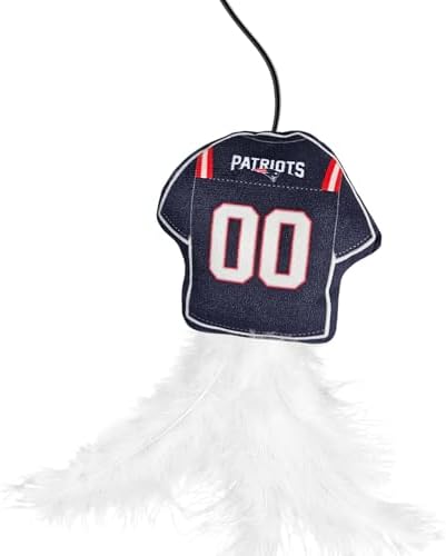 Pets First NFL New England Patriots Team Jersey Wand with CAT NIP, Cat Toy Jersey Shaped Plush Teaser Toy for Cats & Kittens - Interactive Pet Toy for Play & Exercise