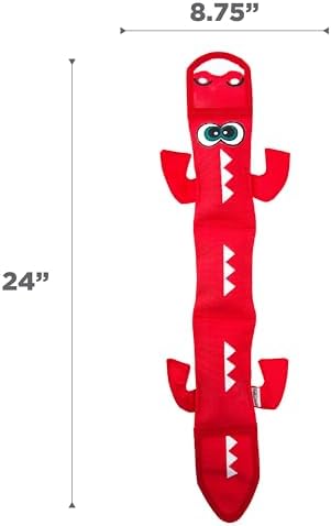 Outward Hound Fire Biterz Red Lizard, Plush Firehose Material Interactive Dog Toy, Large