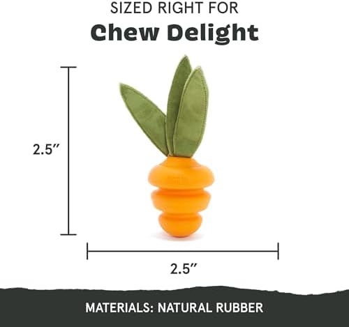 BarkBox Deep Roots Carrot Super Chewer - Toy for Small Dogs
