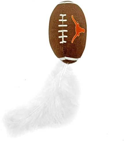 Best Plush CAT Toy - NCAA Texas Longhorns Complete Set of 3 piece Cat Toys Filled with Fresh Catnip. Includes: 1 Helmet Cat Toy, 1 Football Cat Toy with Feathers & 1 Beer Bottle. Beautiful Team Logos