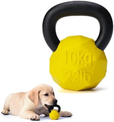 MECOOL Indestructible Dog Toy for Aggressive Chewers - Heavy Duty Chew Ring with Durable Nylon and Treat Dispenser Rubber Base, Interactive Food Puzzle Dog Chew Toy,Medium Yellow for Puppy