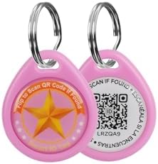 QR Code Pet ID Tag for Cats Dogs - Waterproof Durable Pet Identity Tracking Accessory (Pink, M)
