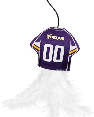Pets First NFL Minnesota Vikings Team Jersey Wand with CAT NIP, Cat Toy Jersey Shaped Plush Teaser Toy for Cats & Kittens - Interactive Pet Toy for Play & Exercise