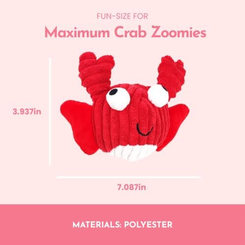 Crab Plush Dog Toy, 2-in-1 Rip & Reveal Interactive Dog Toy with Squeaky Spiky Ball Inside, Crinkle Wings, Soft Plush Chew Toy for Small Medium Large Dogs