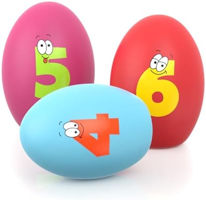 Squeaky Dog Toys for Small Dogs, 3 Pack Soft Puppy Chew Toy Set, Funny Numbers Squeaky Dog Balls, Interactive Fetch Playing Egg Balls for Puppy Small Breeds, 1.7"*2.4"