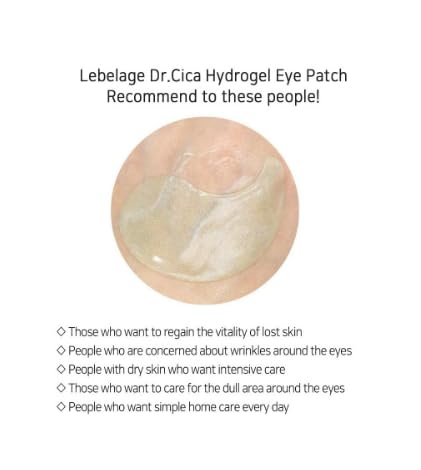 LEBELAGE Eye Patch Hydrogel 60 Sheets | Cooling Hydrogel Under Eye Patches with Gold | Moisturizing Eye Care for Daily Skincare Routine (Cica)