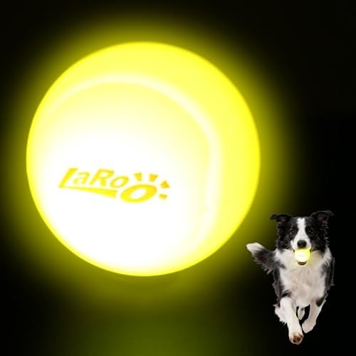 LaRoo 2026 New Version LED Dog Ball, USB Type-C Rechargeable Motion Activated Light Up Dog Ball, IP56 Waterproof Soft Silicone Interactive Glow Light Up Ball for Dog Night Outdoor Play, 2.5 Inch