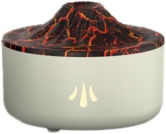 200ml Lava Volcano Aromatherapy Diffuser，Essential Oil Diffuser with Flame Effect LED Lights, Quiet Ultrasonic Mist, Auto Shut-Off, for Home, Office, Yoga & Bedroom (Beige)
