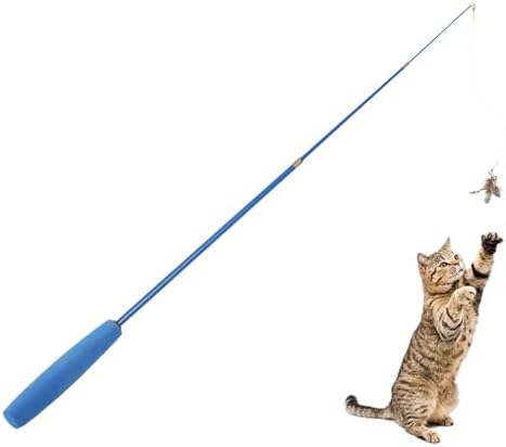Fishing Line for Cat Feather Teaser, Pack of 2, Nylon Fishing Line with Hook, Cat Feather Toy Accessory, Good Toughness, Easy to Assemble (Clear, 23.6Inch)