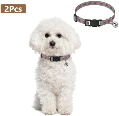 Cartoon Tractor Gray Pet Collar 2 Pack Pet Collars for Cats Adjustable Length 10.6" to 17.1"