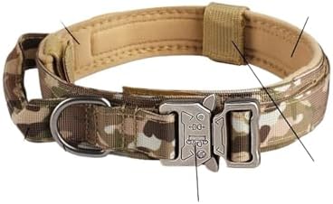 Dog Leash, Pet Products Outdoor Tactical Dog Collar Metal Buckle Breathability Nylon Medium and Large Training Neck(I,Medium)