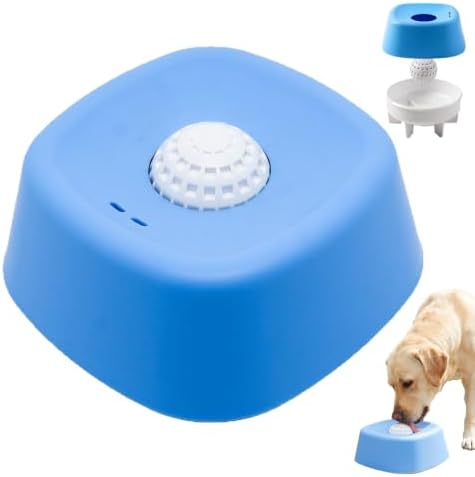 Slow Feeder Dog Bowls for Liquid Treat, Anti-Slip【Entertained Ball-in】 Bone Broth Dog Lick Bowl, 3/4 Cup Yogurt Pup Lick Toy for Large Medium Small Breeds Dietary Supplement/Post-op Nutrition (Blue)