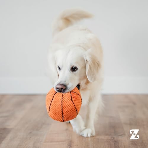 ZippyPaws SportsBallz Dog Squeaky Toys to Keep Them Busy - Basketball