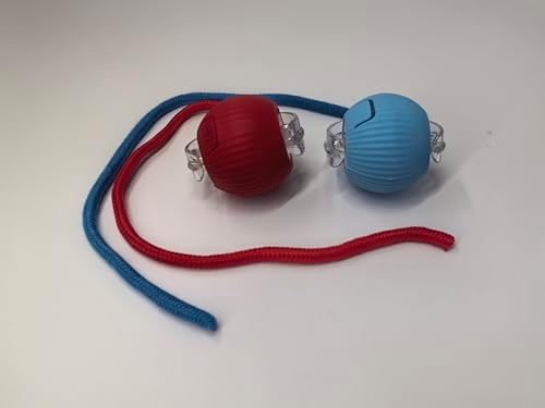 Interactive Cat Toys Ball for Indoor Cats, Automatic Self-Rolling, Motion-Activated, Bird Chirping Cats Dogs Ball Toy with Elastic Mesh Tail, Cat Enrichment Toys for Indoor Cats (Red+Blue)