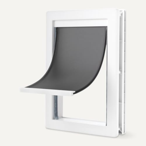 Amazon Basics Dog and Cat Door Replacement Flap, Medium, 12.2" x 7.4" x 0.5", Compatible with Amazon Basics Plastic Dog and Cat Medium Doors, White and Grey