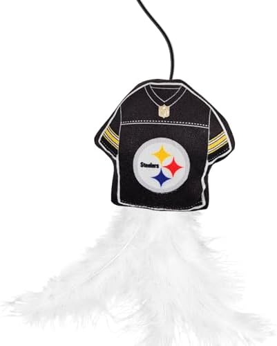 Pets First NFL Pittsburgh Steelers Team Jersey Wand with CAT NIP, Cat Toy Jersey Shaped Plush Teaser Toy for Cats & Kittens - Interactive Pet Toy for Play & Exercise
