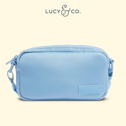 Lucy & Co. Crossbody Treat Bag, Pet Treat Pouch, Fanny Pack, Shoulder Bag, Wear 3 Ways, Hidden Poop Bag Dispenser, Zip Dog Snack Pocket, Phone Pocket, Dog Accessories (Denim Blue)