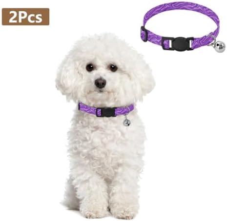 Purple Marble Easy to Clean Kitten Collar 2 Pack Collars for Puppies