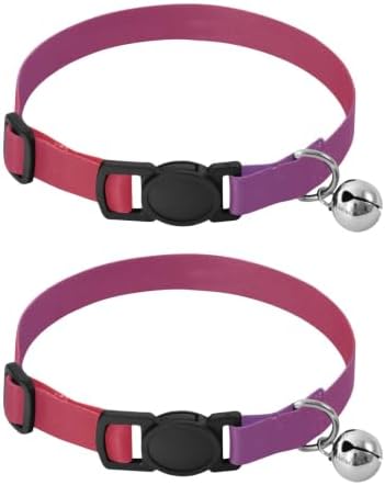 Purple Red Gradient Metal Bell Included Pet Collars 2 Pack Cat Neck Collar