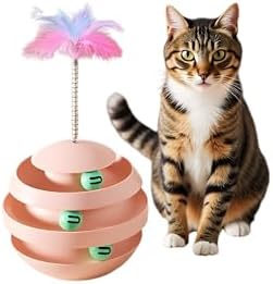 Cat Toys for Indoor Cats, Interactive Cat Ball Track with Feather