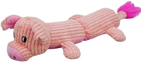 Squeaky Dog Toy No Stuffing with 2 Squeaker Body, Plush Pig Animal Interactive Chew Dog Toy for Small Medium Large Dogs