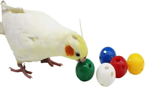 QBLEEV 5 Pack Bird Bell Balls Sets for Chewing Playing Training, Colorful Parrot Cage Treat Toy for Cockatiel Parakeet Conure Budgie, Small Pet Foot Talon Toy for Parrot Kitten Puppy, Random Color