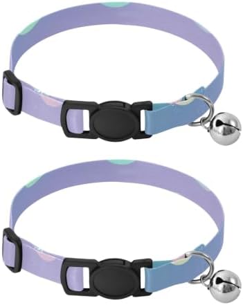 2 Pack Pet Collar Green Pink Gradient Polka Dot Collar with Bell for Dog Puppy, Adjustable 10.6 to 17.1 Inches
