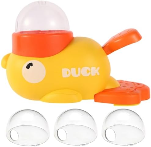 3 Grain Outlets Dog Treat Dispenser Toy, Duck-Shaped Interactive Dog Feeder Toy with Covers, Easy to Clean Pet Treat Dispenser with Non Slip Base