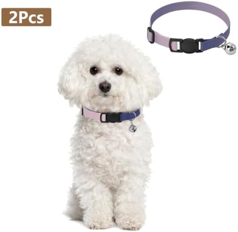 Purple Pink Gradient Comfortable Cat Collar, 2 Pack Decorative Pet Collar with Bell