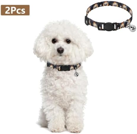 Baseballs Splashes Water Flames Decorative Pet Collar with Bell 2 Pack Cat Collar Adjustable 10.6 to 17.1 Inches