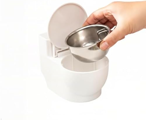 Toilet Pet Water Dispenser for Cat and Dog, Small White Funny Water and Food Bowl
