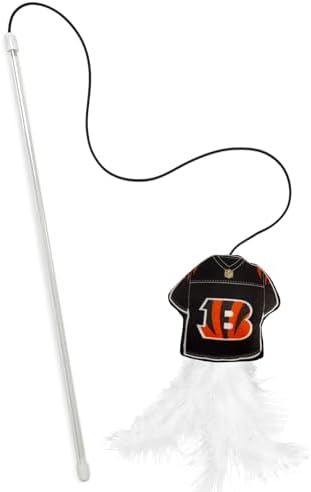 Pets First NFL Cincinnati Bengals Team Jersey Wand with CAT NIP, Cat Toy Jersey Shaped Plush Teaser Toy for Cats & Kittens - Interactive Pet Toy for Play & Exercise