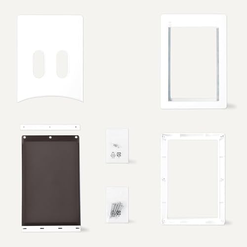 Amazon Basics Adjustable Plastic Dog and Cat Door, Medium, 7.5" x 11.5" Entrance, 10.5"x15"x3.9", White and Grey, for Interior & Exterior Doors or Wall, Medium (Pack of 6)