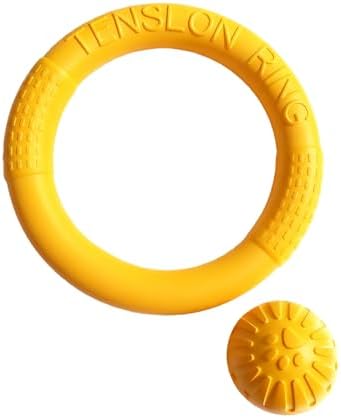 Small Dog Ball with Strap, Floating EVA Interactive Toy（Yellow，Small）