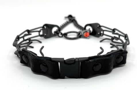 Herm Sprenger Prong Collar for Dogs Training - 2.25mm Prongs for Small Dogs with 14-19" Neck - Quick Release Buckle & Swivel Ring for Easy Use - Made of Durable Black Stainless Steel in Germany