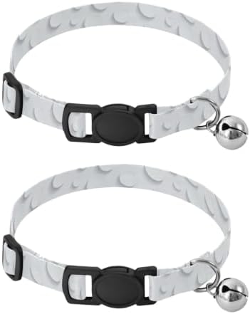 Bubble Texture White Metal Bell Included Dog Collar 2 Pack Lightweight Pet Collar for Cats and Dogs
