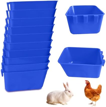Pack of 10 Cage Cups Birds Feeders Seed Bowl Chicken Feeding Watering Dish Rabbit Water Food Hanging Wire Cages Box 16 oz Coop Cups for Pet Parrot Parakeet Game Fowl Poultry Pigeon