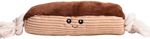 Squeaky Dog Plush Toy, Bakery Bite_Stick Collection, 12", for Various Sized Dogs (Eclair, Large)
