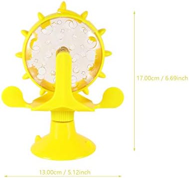 POPETPOP Windmill Cat Toy Feeder Rotating Treat Dispensing Toy for Cats Slow Food Dispenser Puzzle Feeder Interactive Pet to Slow Eating and Support Mental Stimulation 5.11 X 1.57 X 6.69 in