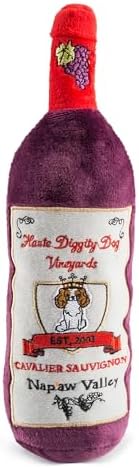Haute Diggity Dog Cavalier Sauvignon Plush Dog Toy, Wine Parody Chew Toys
