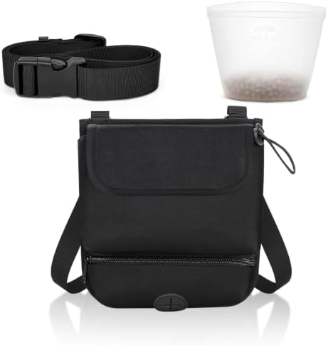 Dog Treat Pouch with 2-Cup Silicone Liner Pet Training Fanny Pack