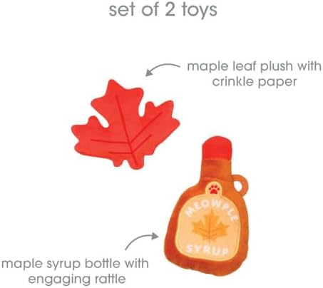 Pearhead Fall Maple Leaf and Syrup Cat Toys, Set of 2