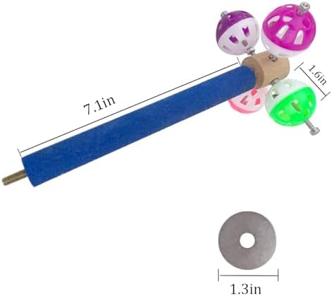 FlidRunest Perch Toy with Rotating Balls for Birds, Rough-surfaced Natural Parrot Perch Toy, Bird Bell Balls for Budgies,Parakeets, Parrots,Cockatiels,Lovebirds,Conures
