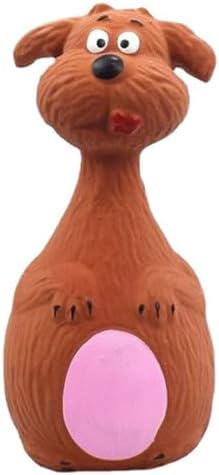 Interactive Dog Toys for Small Dogs, Rubber Latex Squeaky Toy with Cartoon Design, Bite Resistant Soft Chew Toy for Dogs Perfected for Play Teething for Small Medium Dogs (Brown Dog)