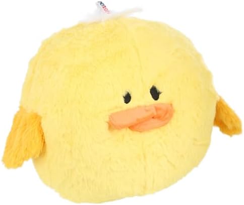 Petlou Durable Plush Dog and Cat Toys with Multi-Squeaks and Crinkle Paper (Yellow, 10-Inch Duck Ball)
