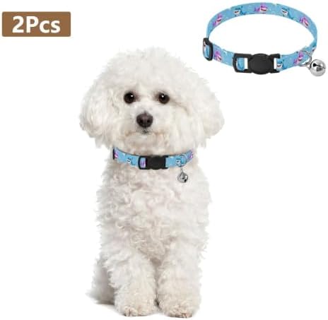 Cute Cartoon Sharks Blue Kitten Collars 2 Pack Collar for Puppy Adjustable Length 10.6" to 17.1"