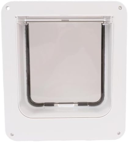 Jiawu Smart Cat Door for Interior & Exterior, Collar Activated Dog Flap Door, 4 Way Locking, Automatic Pet Door with 2 Collars, Pet Doors for Window, Wall, Fence