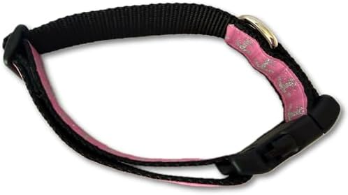 Medium 13-19 Inch Dog Collar Pink Anchor Pattern Adjustable Pet Collar Nautical Dog Collar Durable Nylon