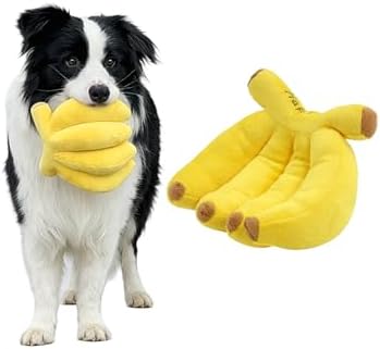×Plush Yellow Banana Dog Chew Toy,Squeaky Interactive Stuffed Toy