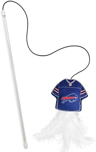 Pets First NFL Team Jersey Wand with CAT NIP, Cat Toy Jersey Shaped Plush Teaser Toy for Cats & Kittens - Interactive Pet Toy for Play & Exercise, Buffalo Bills